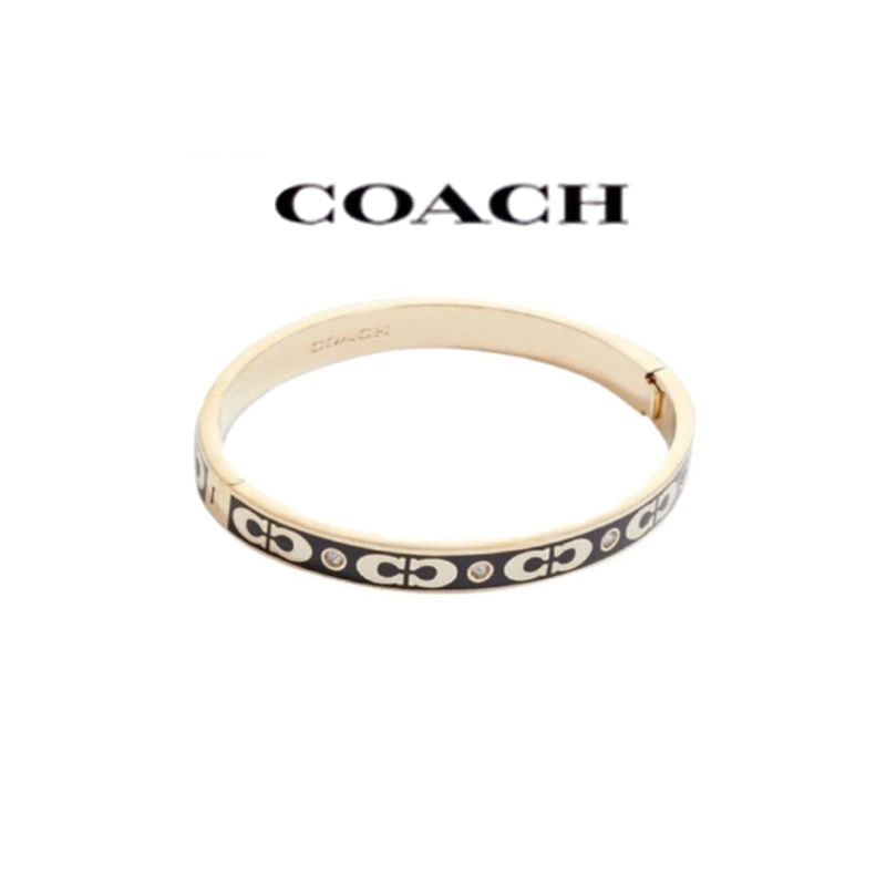 COACH/蔻驰经典双C珐琅钻铰链开口手镯