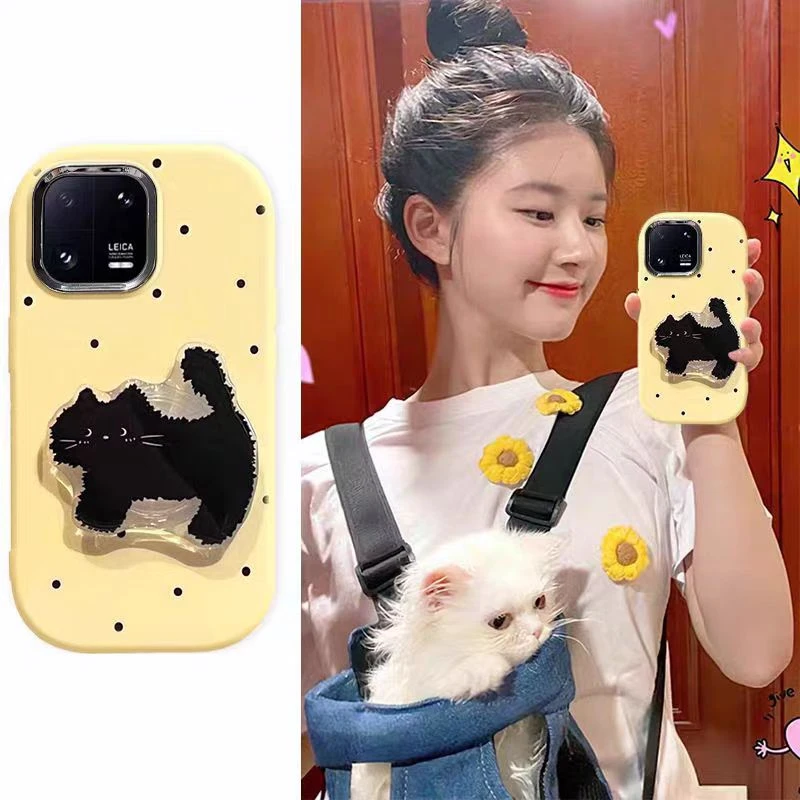 卡通可爱猫咪支架手机壳适用苹果/华为/荣耀/oppo/vivo/小米/红米