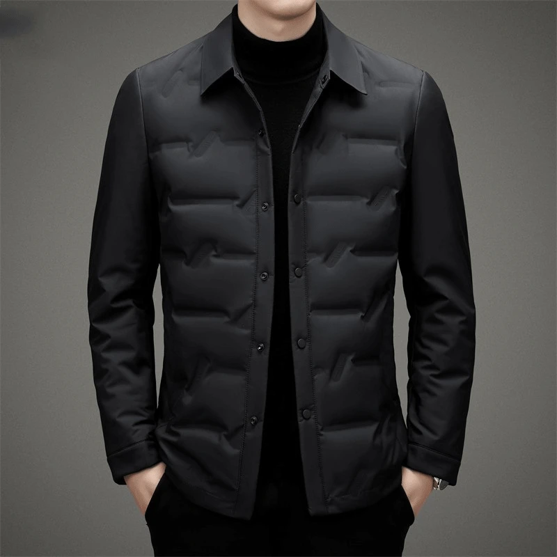 89050羽绒服2024新款白鸭绒男装轻薄款外套翻领衬衫夹克休闲保暖