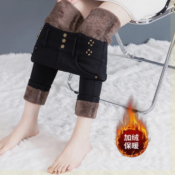 新款秋冬女裤铅笔打底裤高腰小脚春秋外穿弹力小黑裤加绒显瘦长裤