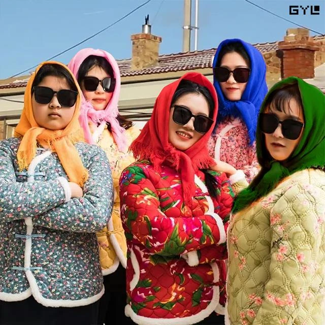 东北大花布头巾四方巾中老年农村姑妇女下地干活表演老人奶奶劳保