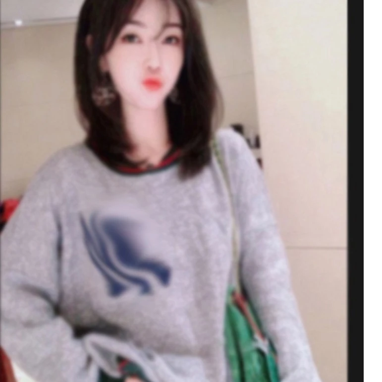 M9A81609 时尚拼色重工烫钻慵懒风毛衣1春季新款宽松休闲针织衫女