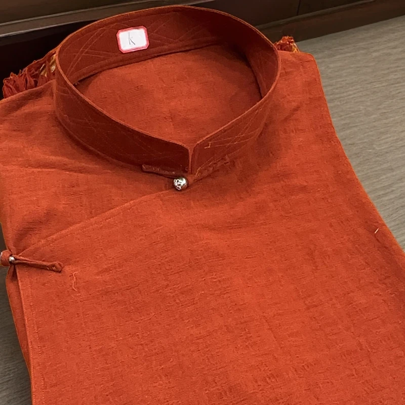 男士马甲民族服饰 麻布上衣无袖夏季立领斜襟