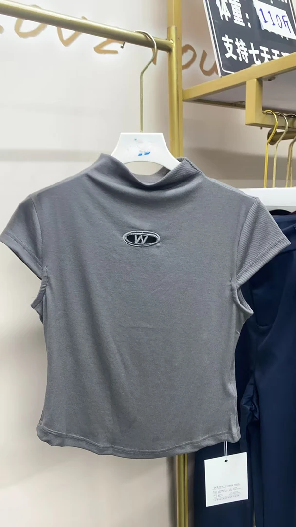 1059#2024新款时尚修身刺绣设计短袖T恤