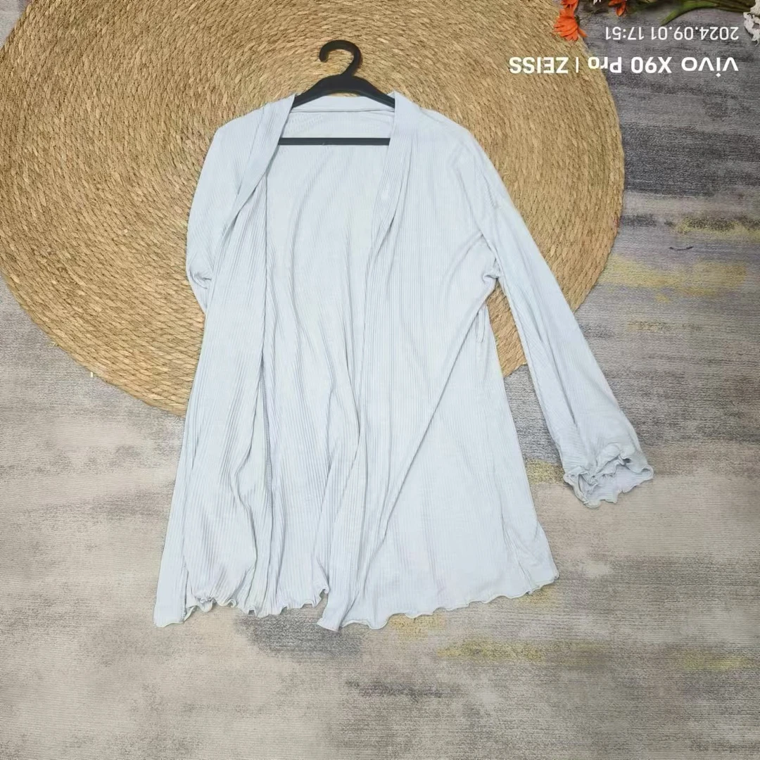 品牌剪标  7仓N5-2-1820款  台湾单89莫代尔中长款开衫睡衣