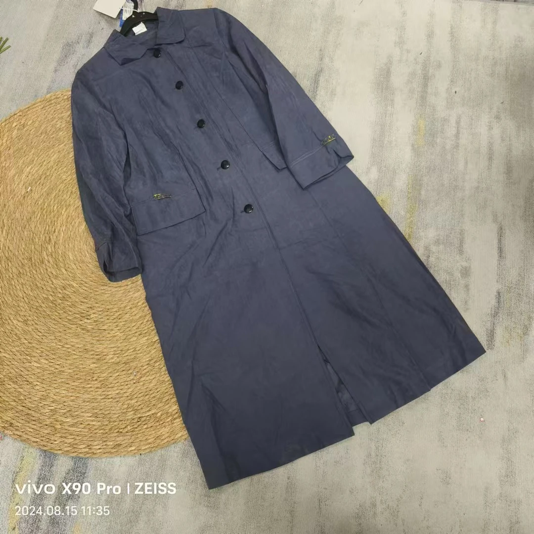 品牌剪标  5仓D4-3-1576款  黑蓝色长款风衣