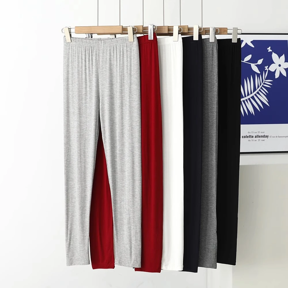 打底裤女春秋大码纯色莫代尔高弹性长裤薄款秋裤可外穿百搭高腰裤