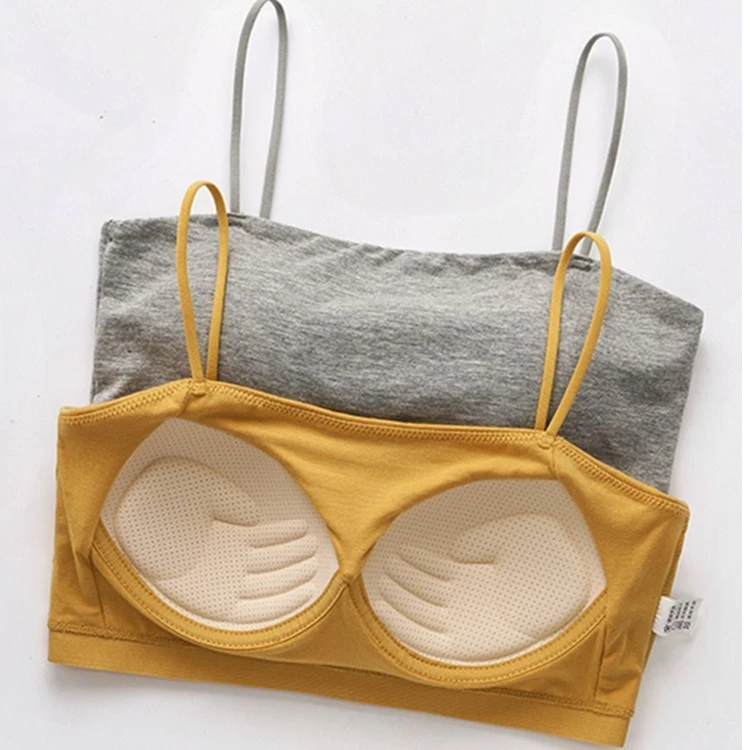 内衣女小胸聚拢学生抹胸少女美背文胸打底夏薄款胸一体吊带背心