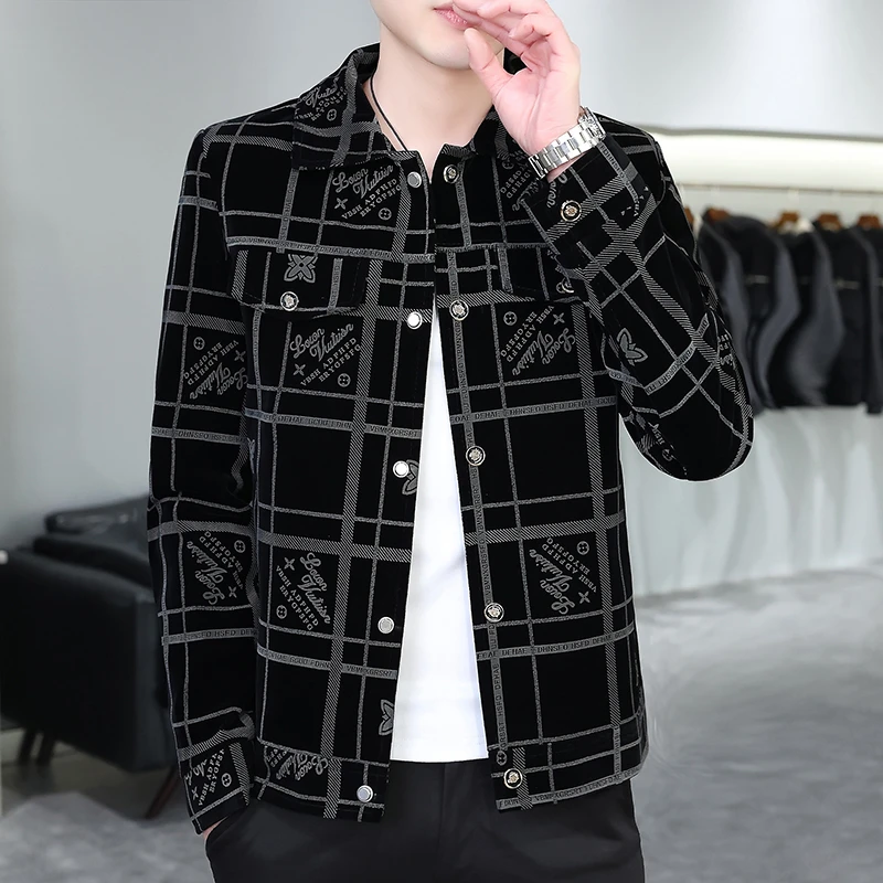 2023秋冬季新款伯思凯休闲男装印花夹克韩版时尚百搭休闲男外套-W