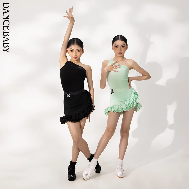 Dancebaby拉丁舞裙高级感套装练功服2024新款女童分体套装DAS709