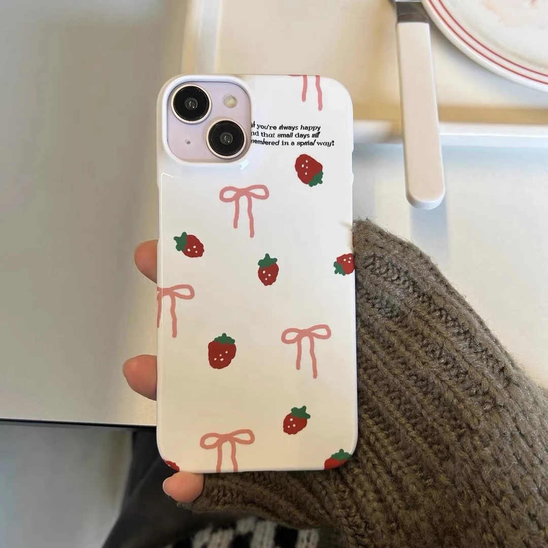 ollyhada韩国ins风白色草莓菲林壳14pro14