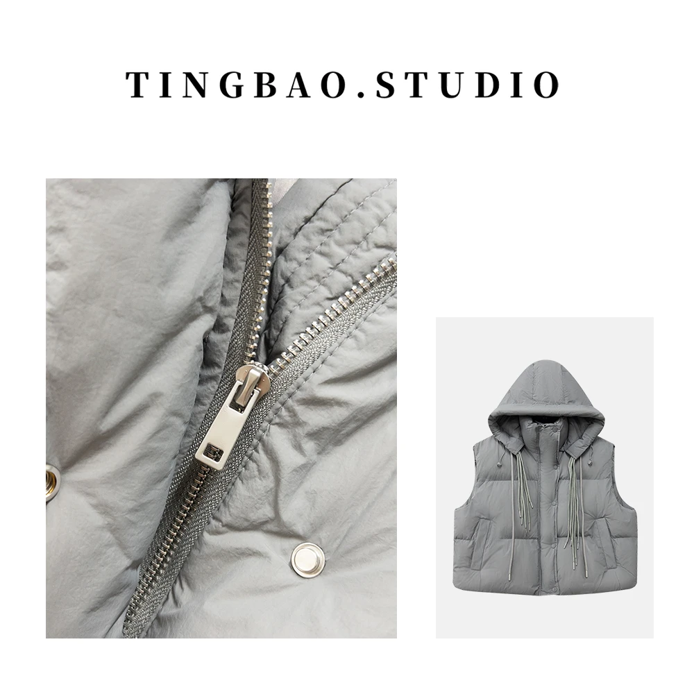 【倍感温暖】冬季新款时髦别致洋气连帽抽绳棉服马甲（帽子不可拆卸）