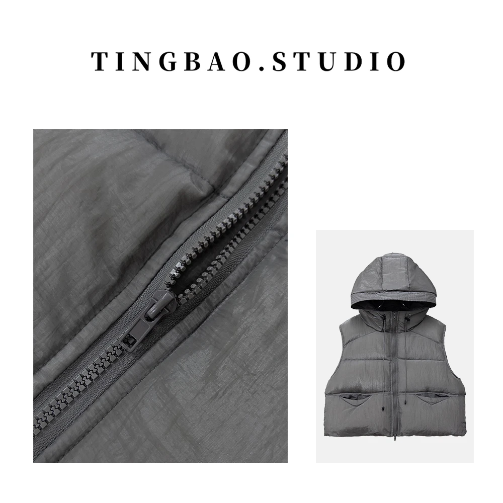 【波光粼粼】冬季新款时尚休闲短款纯色连帽羽绒马甲  5837