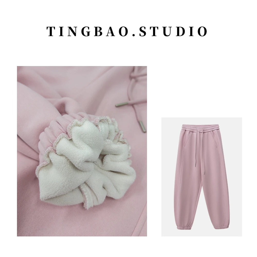 【青岛糯米】加绒款~冬季新款减龄设计感显瘦松紧腰束脚卫裤A 1185