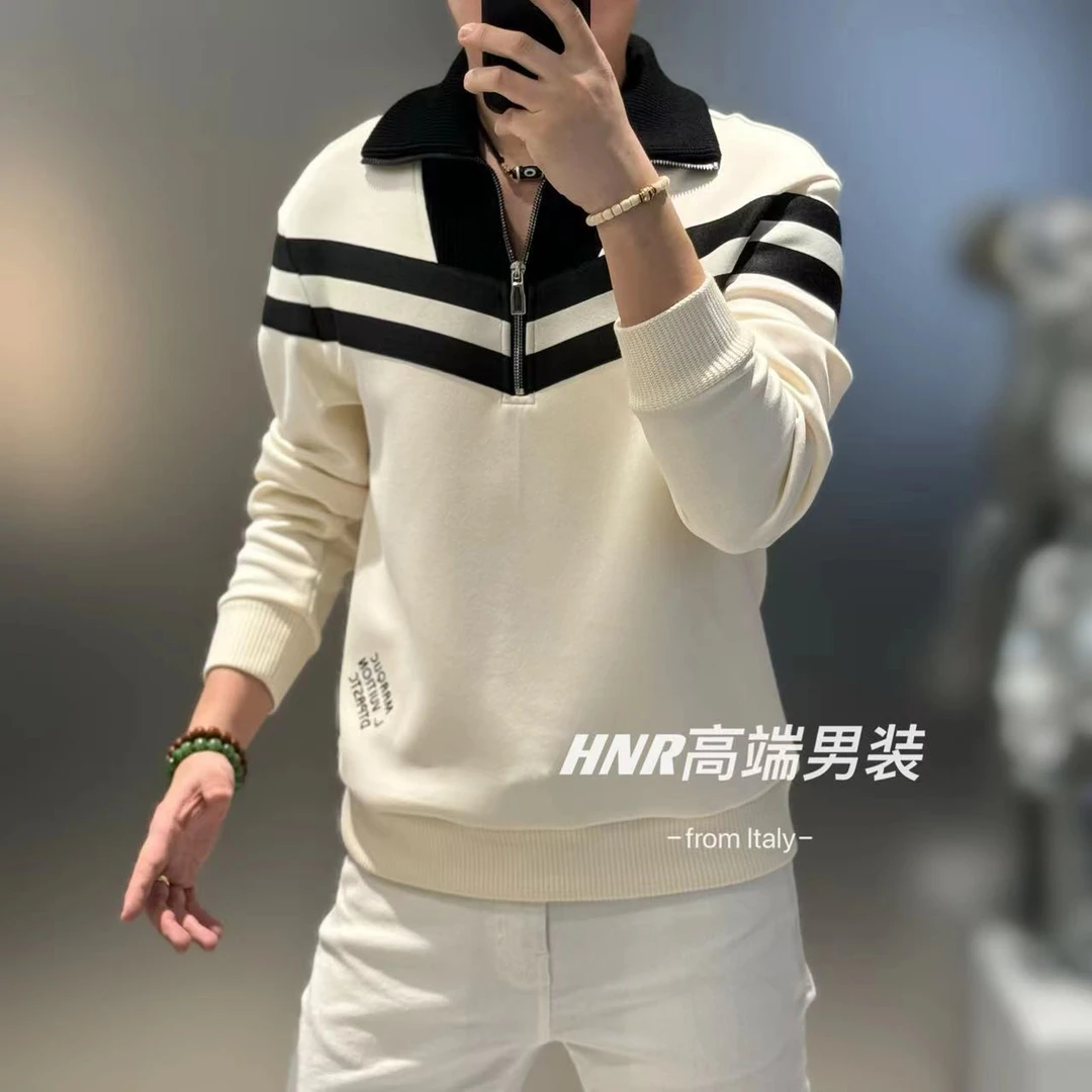 针织拼接空气层卫衣新款高端男士时尚休闲百搭潮流卫衣24AW3136