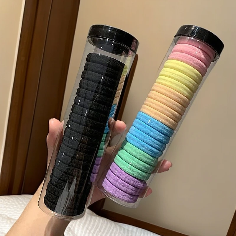 儿童发型女孩扎头发简约高弹力发绳头饰罐装无接缝发饰扎马尾头绳