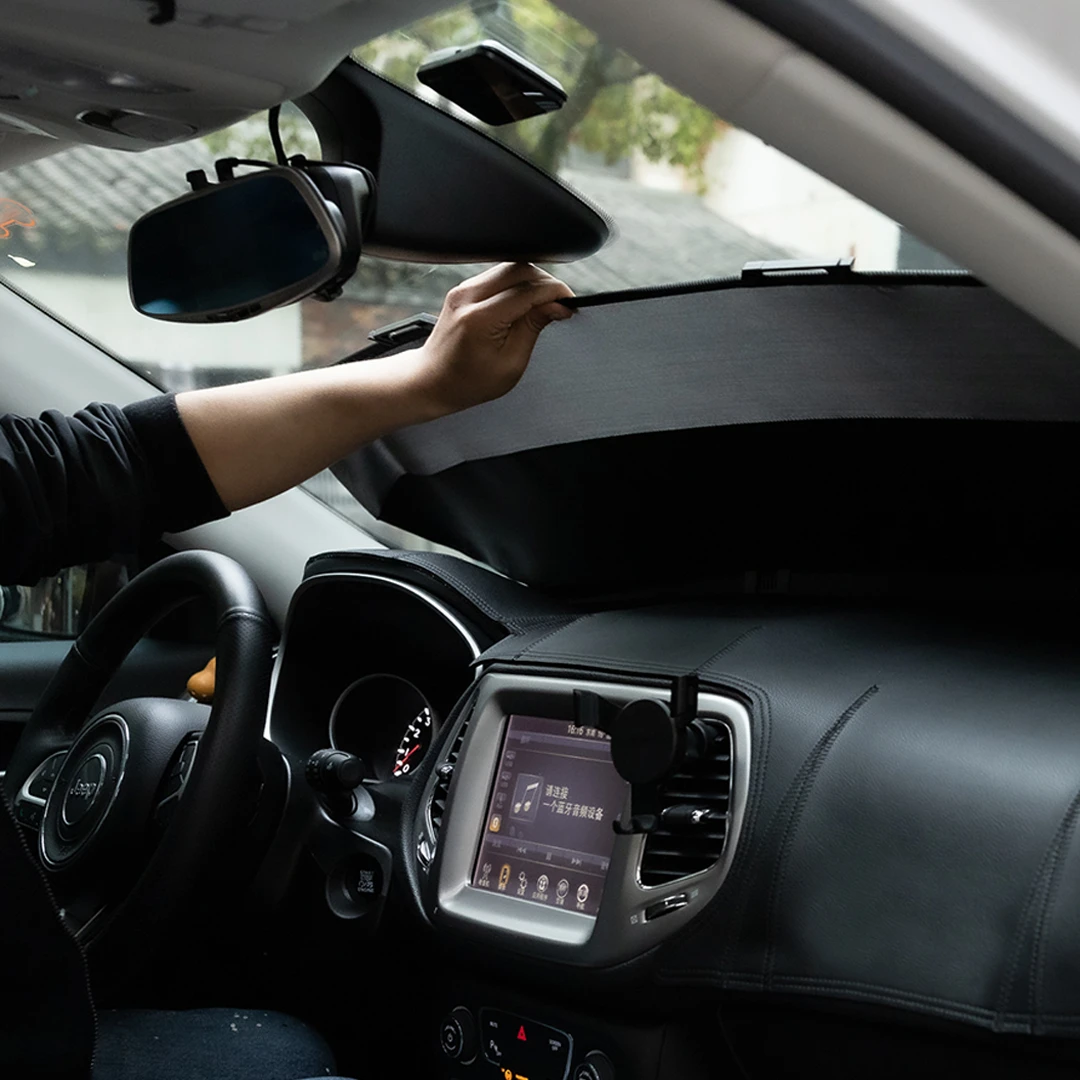 天禽自动伸缩一体式遮阳帘汽车前档遮阳挡防晒隔热自动伸缩遮阳帘