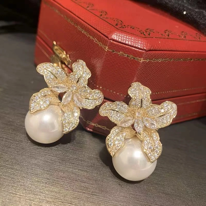 铜合金仿珍珠耳饰 法式名媛优雅气质百搭耳环20