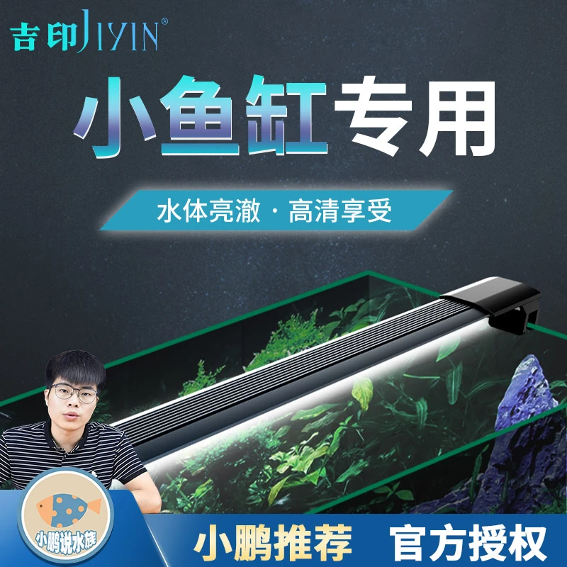 吉印小鱼缸灯LED迷你侧夹照明水族水草缸防水全光谱小鹏说水族