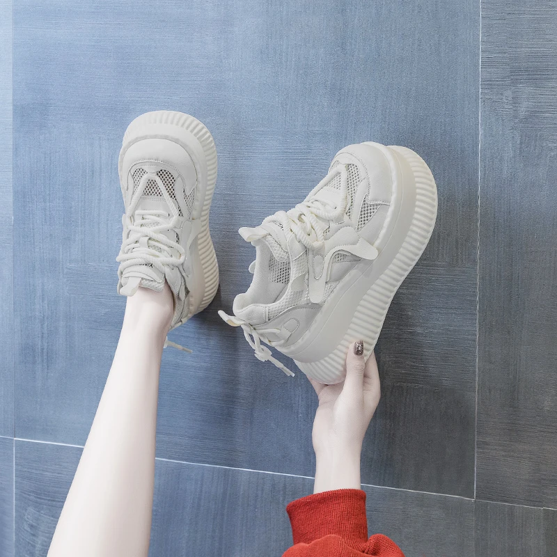 增高8cm百搭厚底英伦风乐福鞋女2024春季爆款网面玛丽珍单鞋5C51