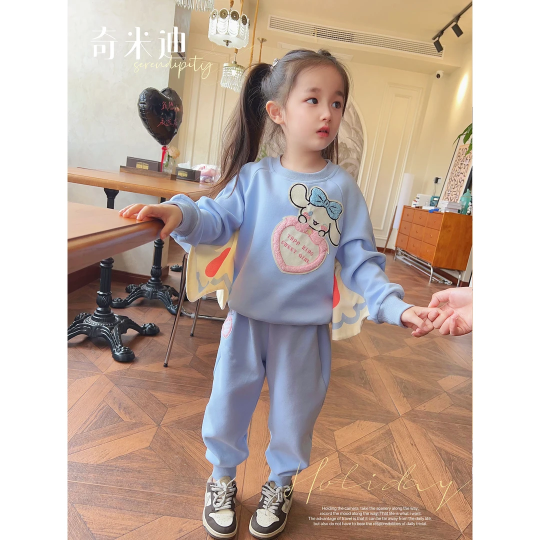 奇米迪定制女童卫衣套装洋气2023秋装新款时髦儿童韩版童装36321