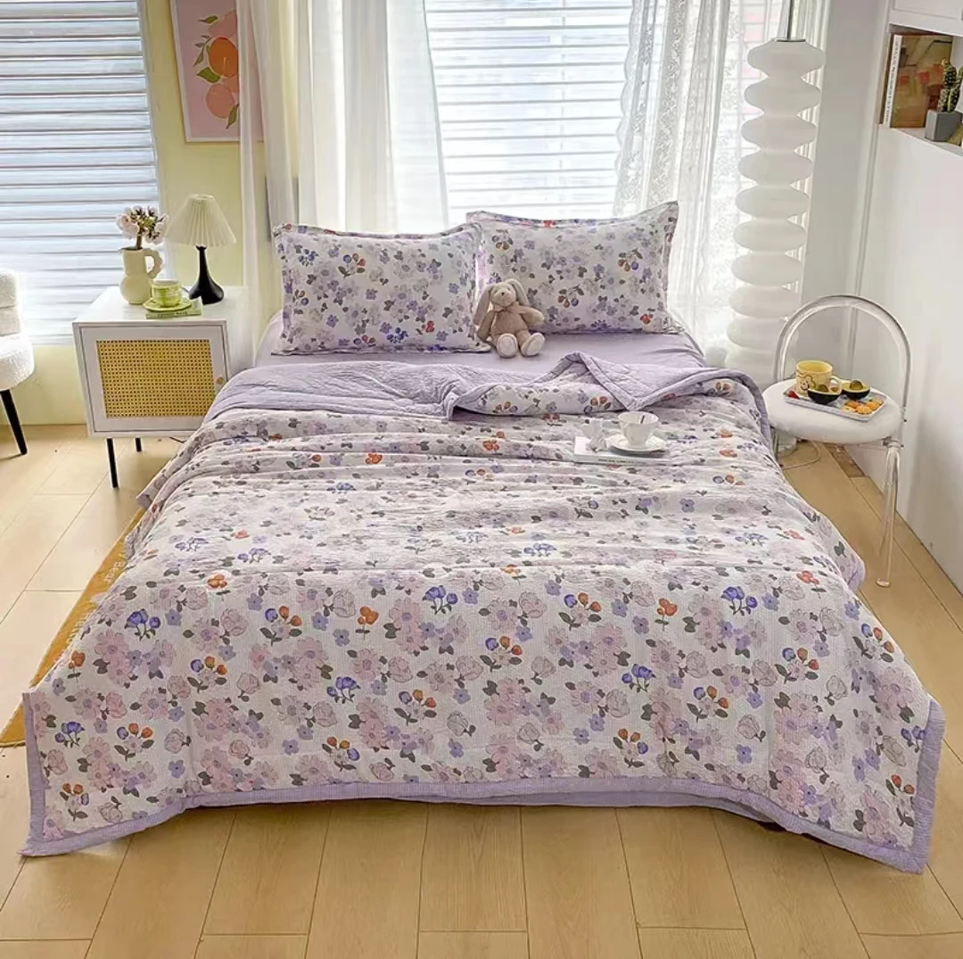 泡泡纱有氧提花云柔泡泡棉亲肤绗缝印花机洗春夏被夏凉被凉感被