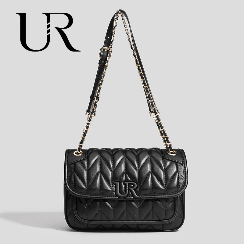 ur 高定新款链条流浪包休闲单肩包百搭斜挎包黑色菱格