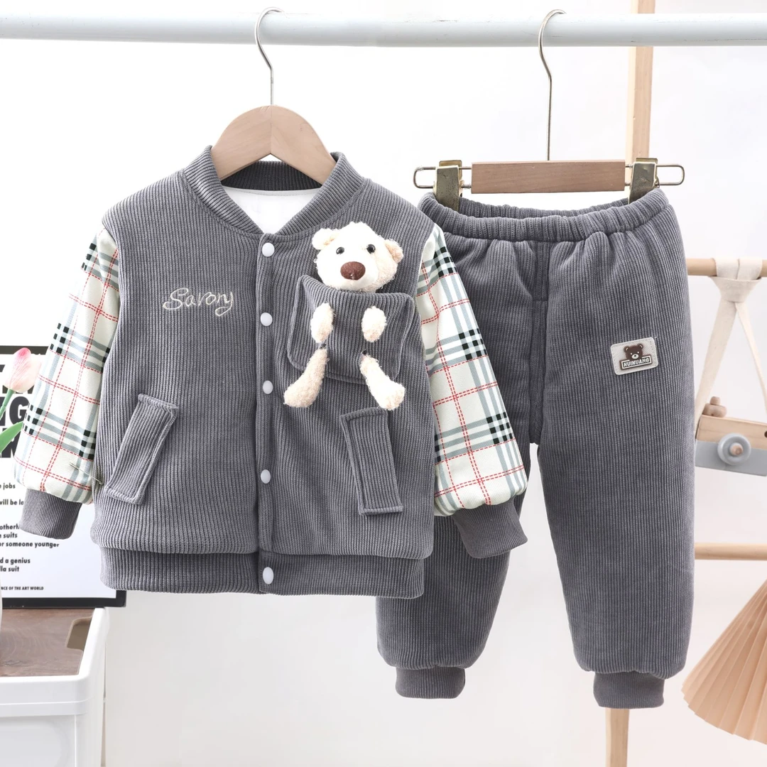 儿童秋冬棉服两件套外穿小童男宝加厚棉服