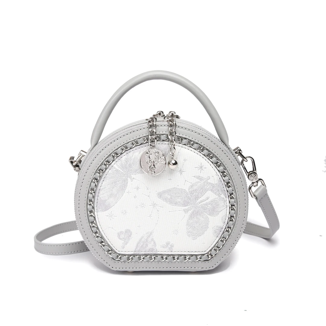 JANITINO/佳妮蒂诺新款经典时尚百搭小众单肩女包带礼盒2856白灰