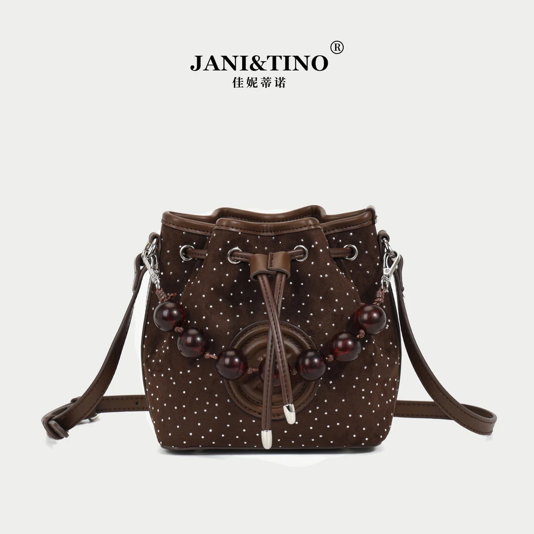 JANITINO佳妮蒂诺新款轻奢时尚单肩斜跨包3625棕钻