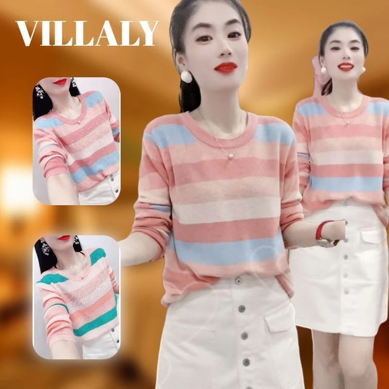 妈妈装时尚条纹上衣2025年秋冬季新款上衣时尚气质减龄风遮肉上衣
