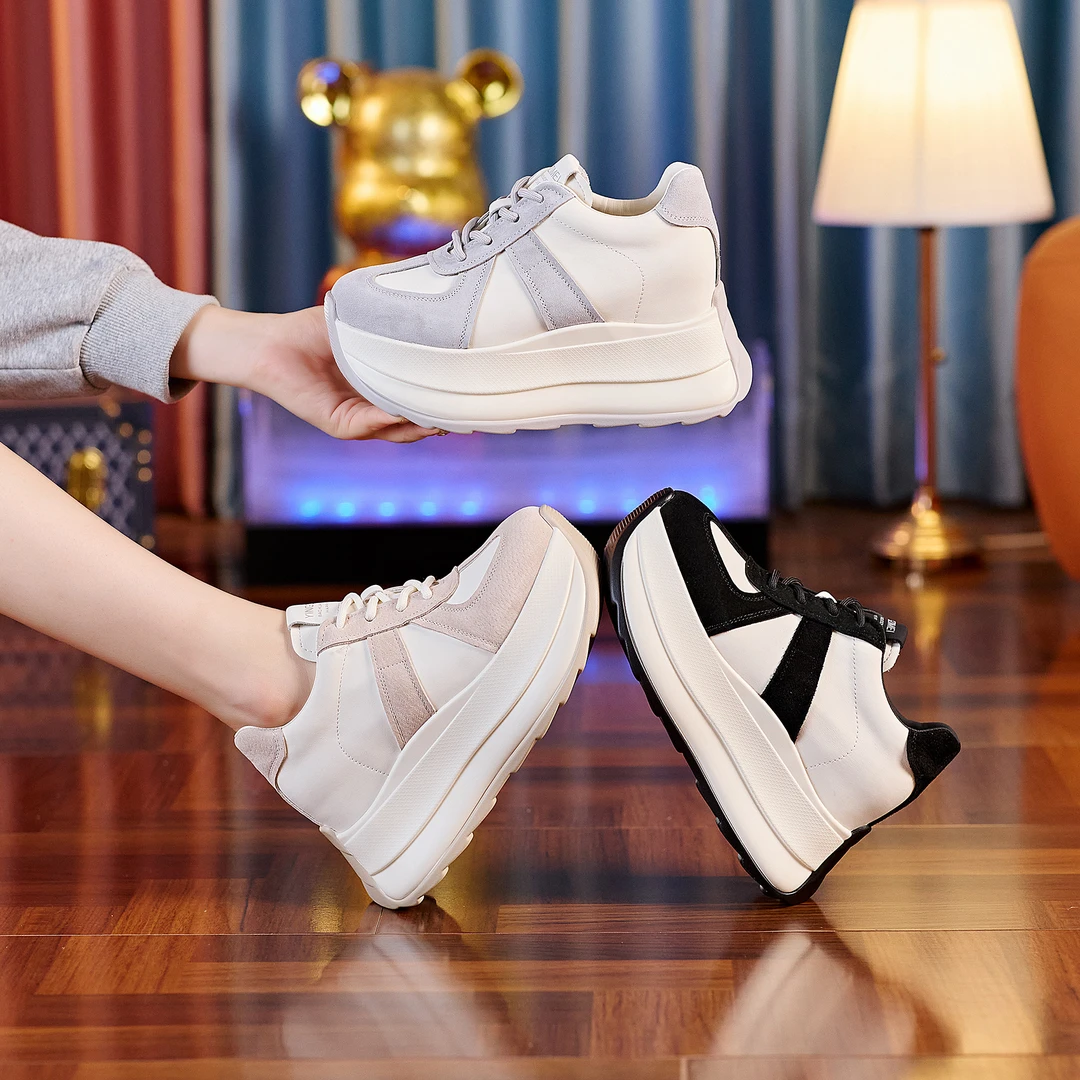 【增高10cm】2024秋季新款百搭阿甘鞋女厚底防滑运动休闲小白鞋子潮