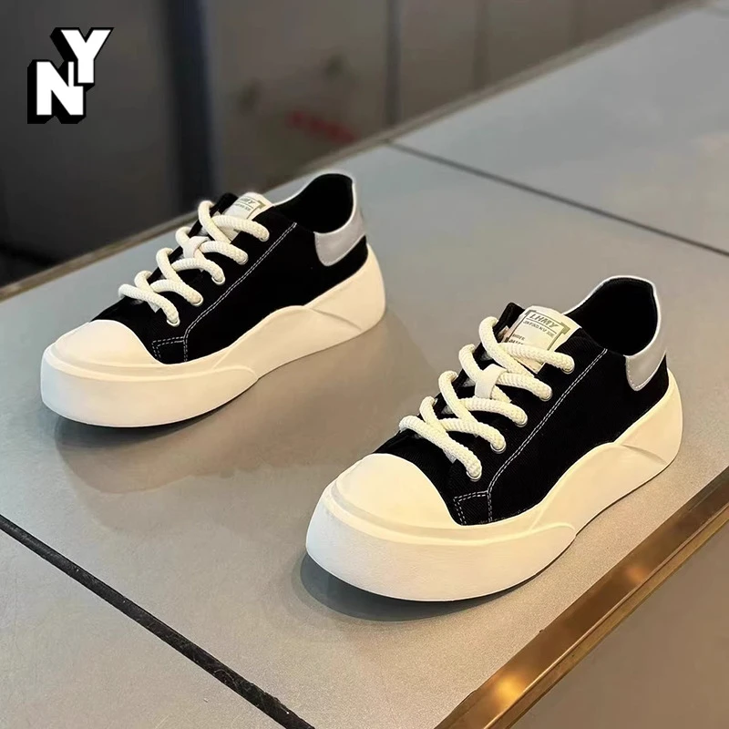 NY欧货男鞋2025新款春季潮牌透气帆布鞋男士厚底松糕鞋潮流休闲鞋