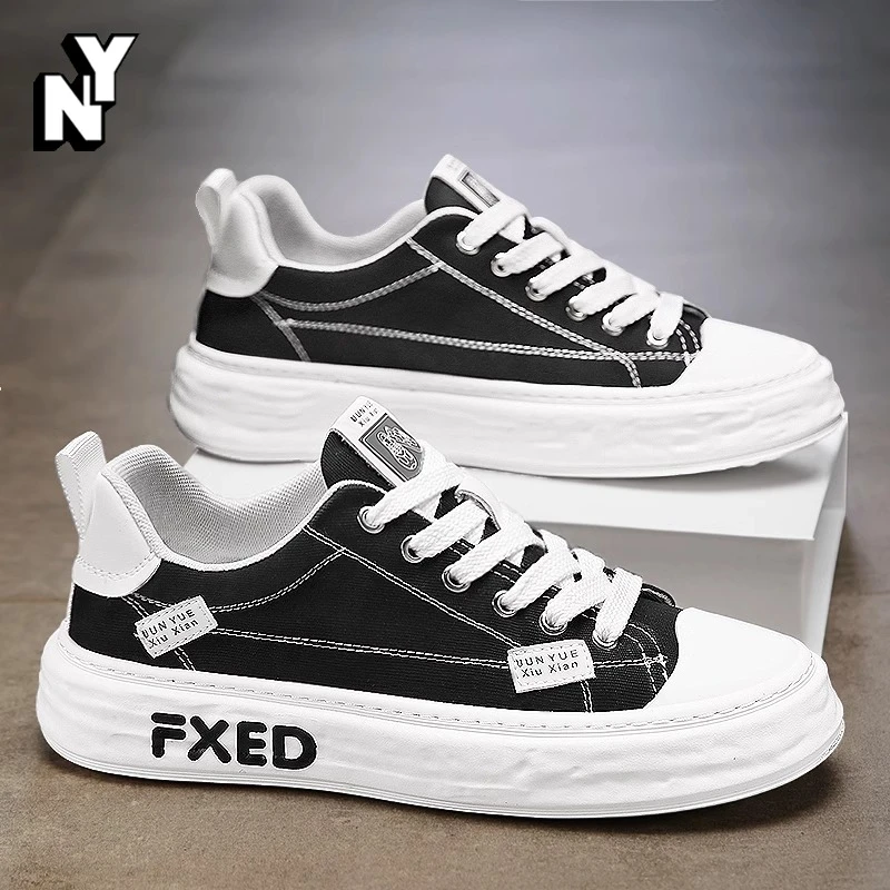 NY帆布男鞋2025新款夏季运动休闲平底板鞋黑色布鞋防臭潮鞋男士潮