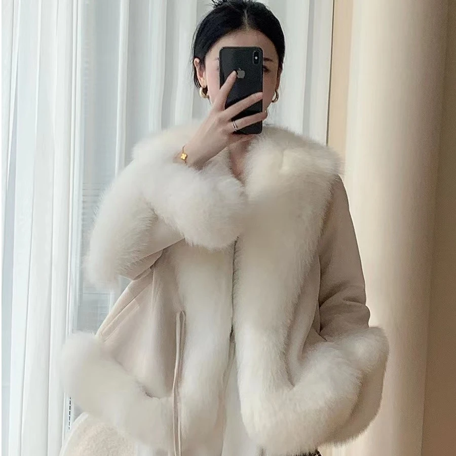 高端2023冬季新款狐狸毛皮草外套女加厚内胆鹅绒服大衣年轻款