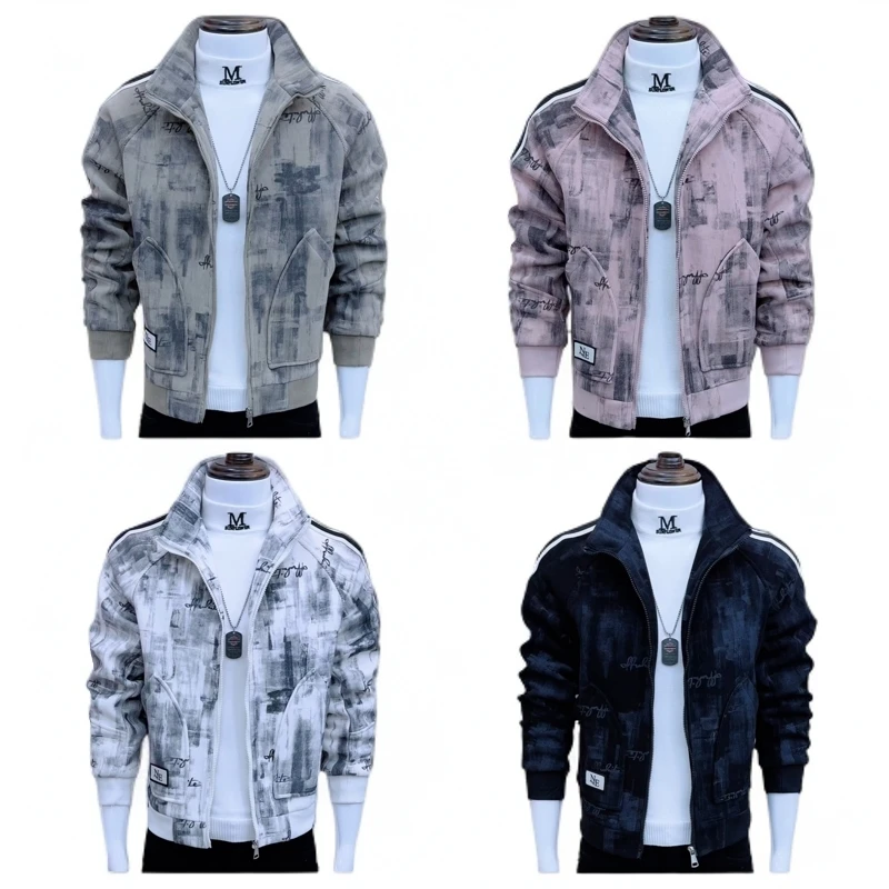 复古花纹夹克2025男士新款秋季时尚高级休闲帅气百搭外套潮流衣