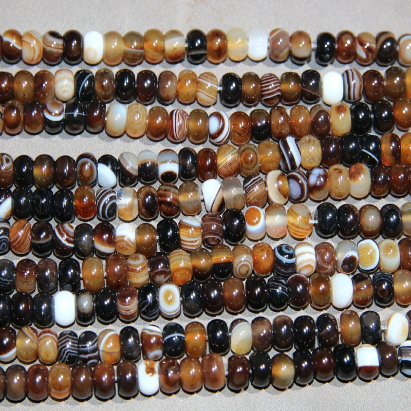 缠丝玛瑙咖色光面隔片线条条纹小米珠 成串售卖 一串78粒 diy饰品