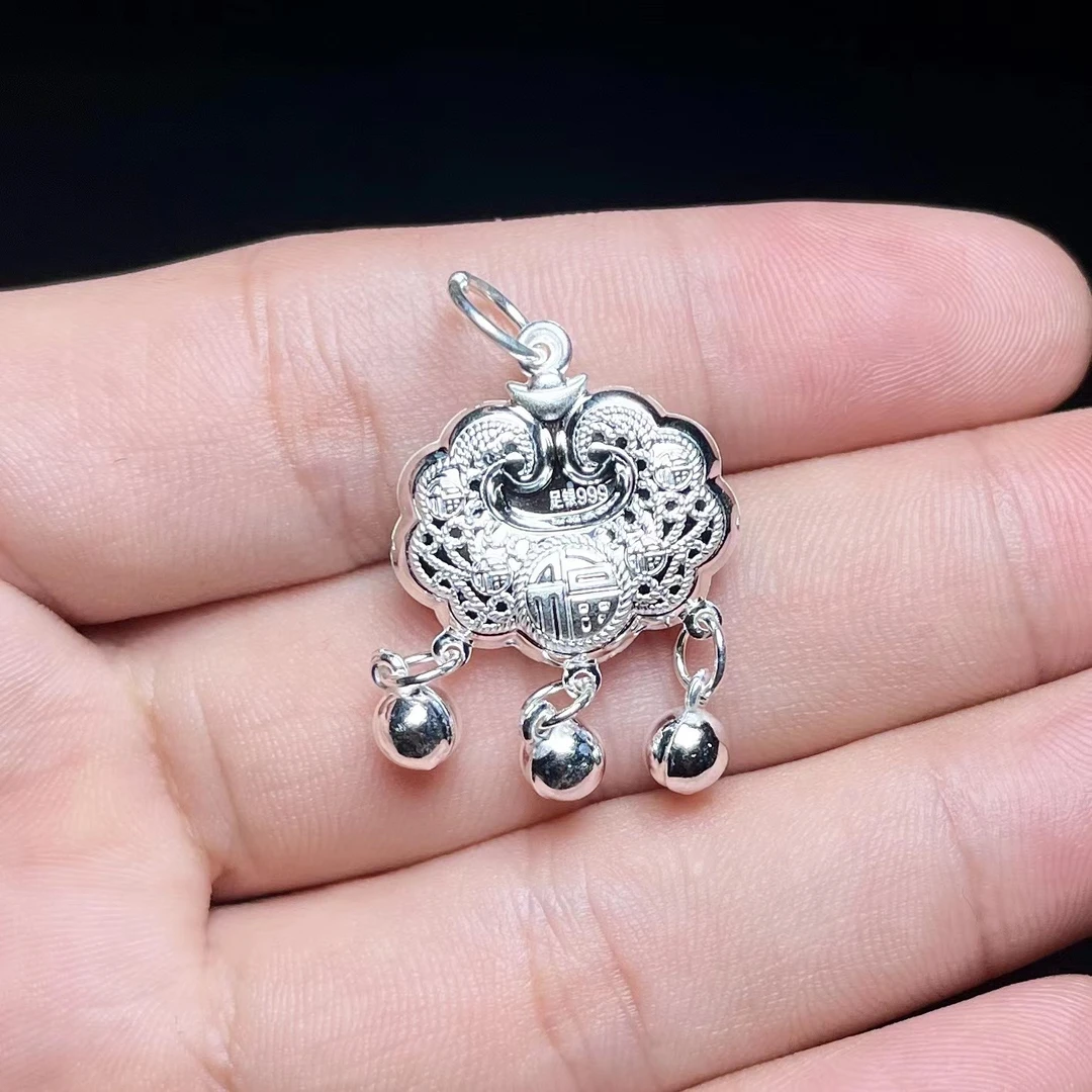 吊坠足银 菲菲珠宝好*足银吊坠-吉祥宝宝锁
