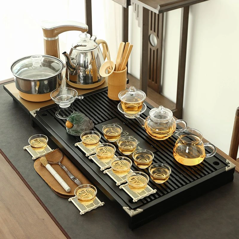 茶具套装喝茶全自动一体整套功夫茶具泡茶道客厅实木茶盘茶台WY
