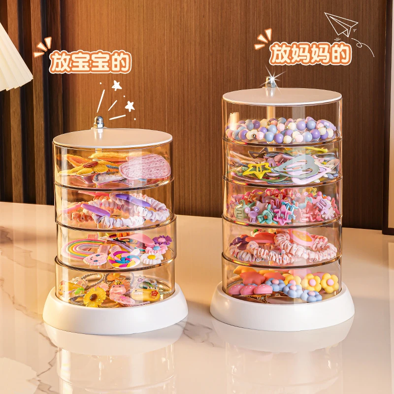 儿童发饰收纳盒旋转宝宝发卡头饰夹子整理小女孩头绳皮筋首饰盒子