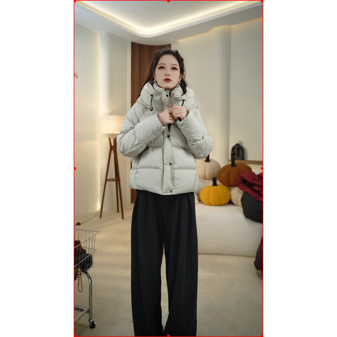 2024短款高品质泡芙云朵时尚高端蓬松感冬季保暖连帽外套8818-1