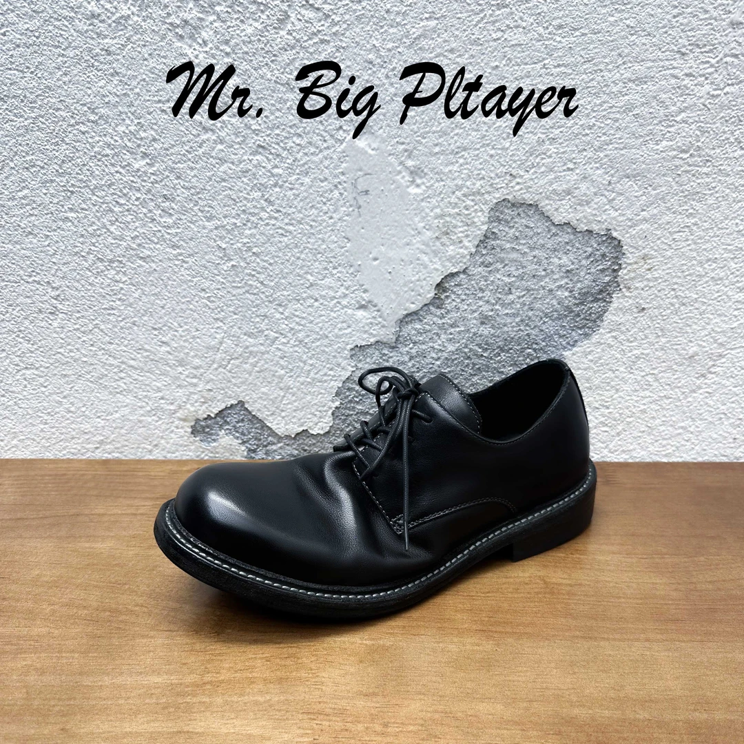 马皮休闲男皮鞋固特异工艺真皮大底厚底时尚百搭舒适水洗鞋圆头