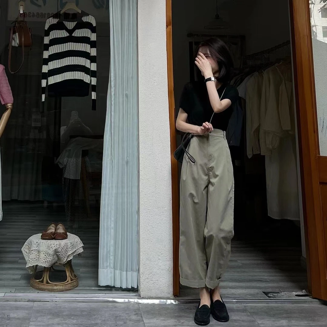 2024新款夏季垂感阔腿裤搭配上衣休闲薄款宽松裤子显瘦长裤百搭