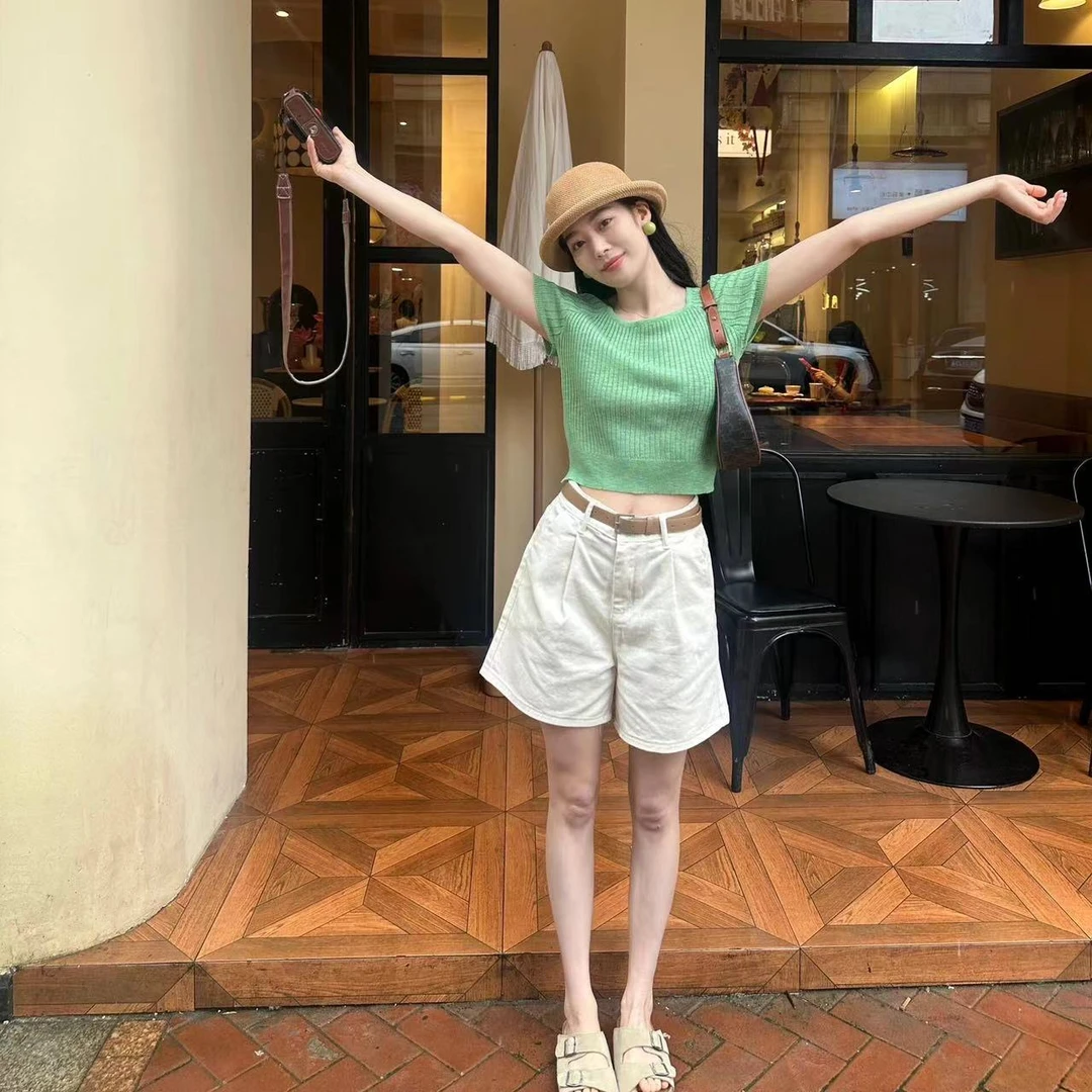 2024新款夏季休闲简约韩版短袖T恤上衣搭配气质时尚百搭短裤女