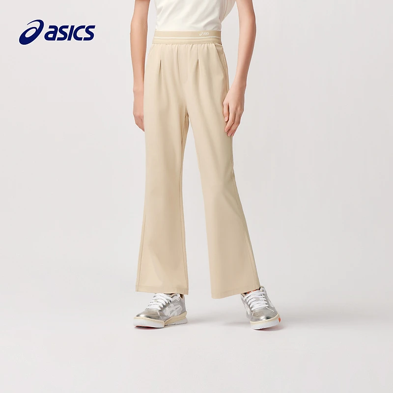 ASICS/亚瑟士童装2024夏新款女童百搭休闲微喇叭裤针织运动长裤