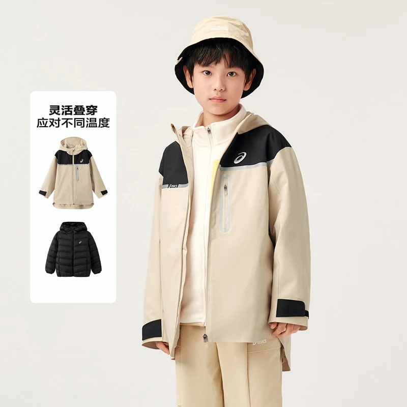 ASICS亚瑟士童装中童中性冲锋外套二合一两件套333241053067&3072