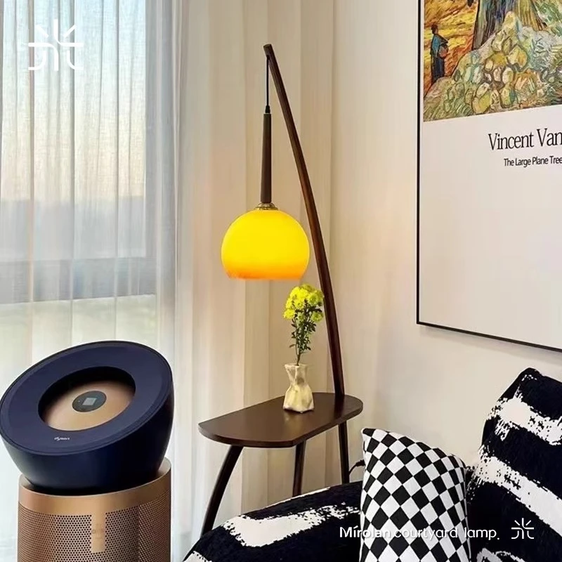 米罗兰落地灯置物架一体卧室床头柜加灯法式柚子落地灯茶几氛围灯