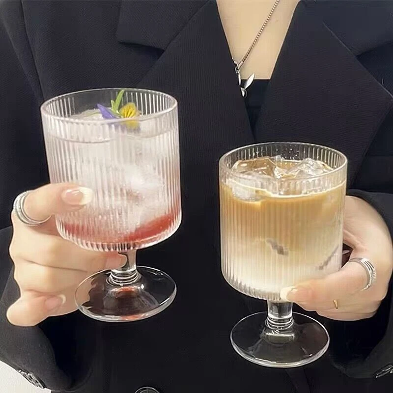 INS风竖条纹家用创意鸡尾酒杯冷饮杯果汁杯饮料杯酸奶杯冰淇淋杯