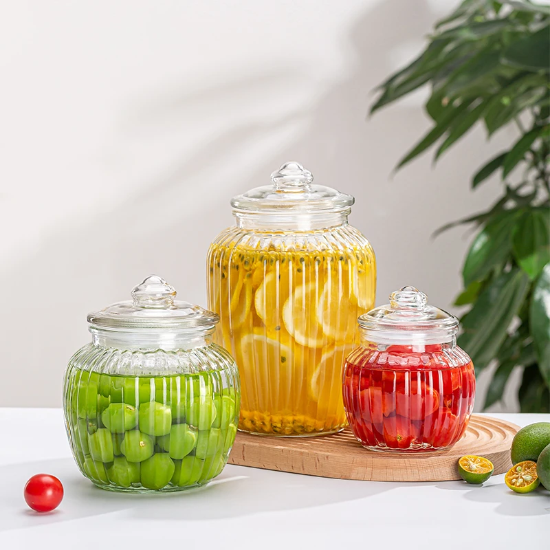 超大容量透明玻璃食品罐泡菜坛子酸菜咸菜罐子密封储物收纳玻璃罐