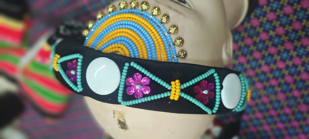 傈僳族进口新娘复古重工珠子头饰传统